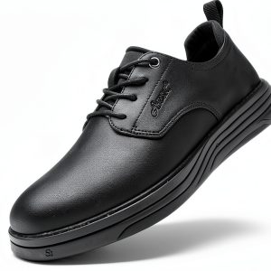 Black Non-Slip Work Shoes Waterproof Comfortable Mens-0