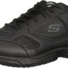 Skechers Work Sneaker Leather Slip Resistant Mens Black-0