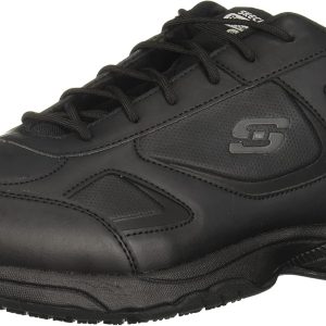 Skechers Work Sneaker Leather Slip Resistant Mens Black-0