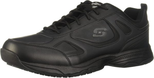 Skechers Work Sneaker Leather Slip Resistant Mens Black-0