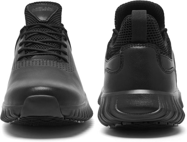 SHULOOK Non Slip Work Shoes Mens Black Slip On-2