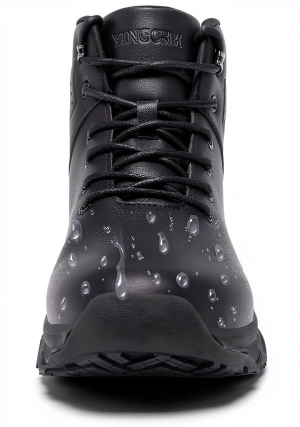 YINGCSM Mens Work Boots Non Slip Chef Shoes Black-2