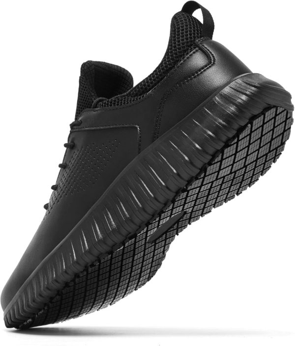 SHULOOK Non Slip Work Shoes Mens Black Slip On-1