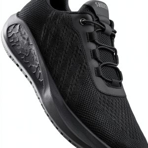 SHULOOK Mens Non Slip Work Shoes Elastic Laces Knit-0
