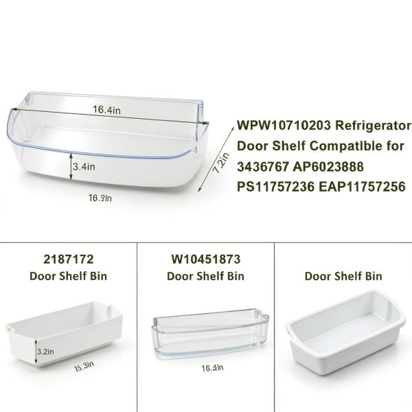 MIFLUS Refrigerator Door Bin WPW10710203 Glossy Finish 2-3