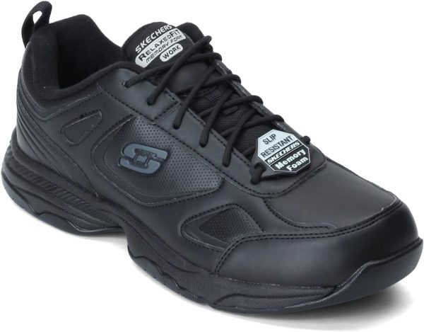 Skechers Work Sneaker Leather Slip Resistant Mens Black-1