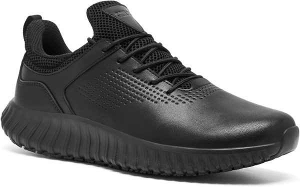 SHULOOK Non Slip Work Shoes Mens Black Slip On-7