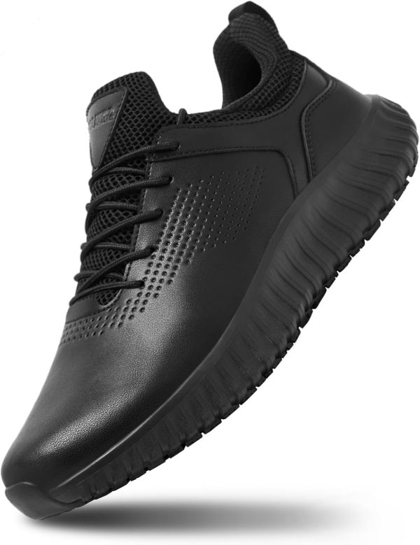 SHULOOK Non Slip Work Shoes Mens Black Slip On-0