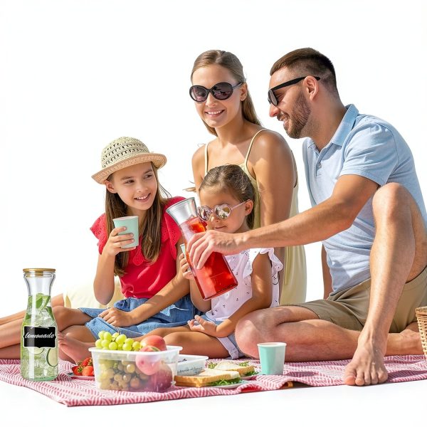 Glass Carafe Pitchers with Bamboo Lids by Facilfeliz 4‑Pack 1 Liter-7