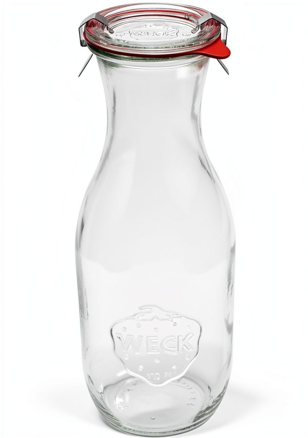 Weck Juice Jars 35.9 Ounce Set of 3 Vintage Rustic Glass Carafe-0