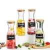 Glass Carafe Pitchers with Bamboo Lids by Facilfeliz 4‑Pack 1 Liter-2